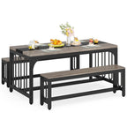 Table de cuisine de 140 cm avec 2 bancs, ensemble de salle à manger pour 4 à 6 personnes
