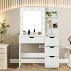 Coiffeuse blanche avec miroir et lumières - 15,2P x 35,4L x 55,1H