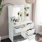 Coiffeuse blanche avec miroir et lumières - 15,2P x 35,4L x 55,1H