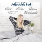 Base de lit réglable Renanim avec matelas hybride de 12 pouces, double massage, ports USB, contrôle par application, lumière sous le lit, télécommande
