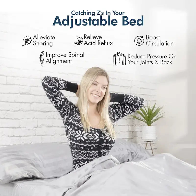 Base de lit réglable Renanim avec matelas hybride de 12 pouces, double massage, ports USB, contrôle par application, lumière sous le lit, télécommande