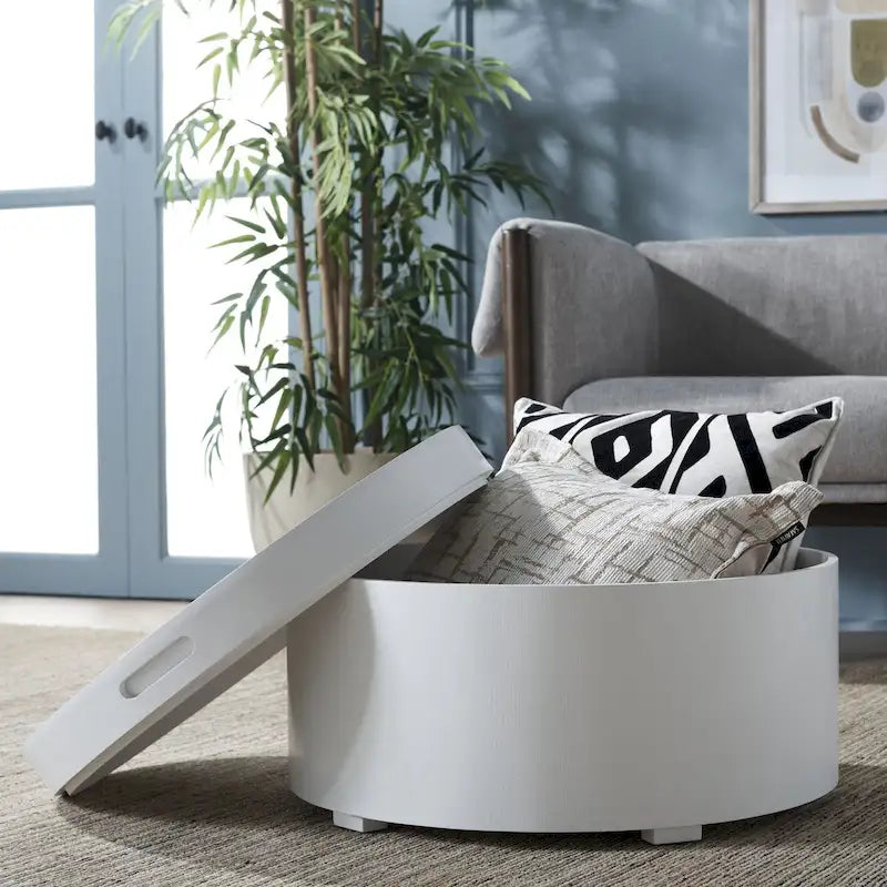 Table basse ronde avec plateau de rangement Safavieh Ioana – 23 L x 23 P x 13 H – 23Lx23Px13H