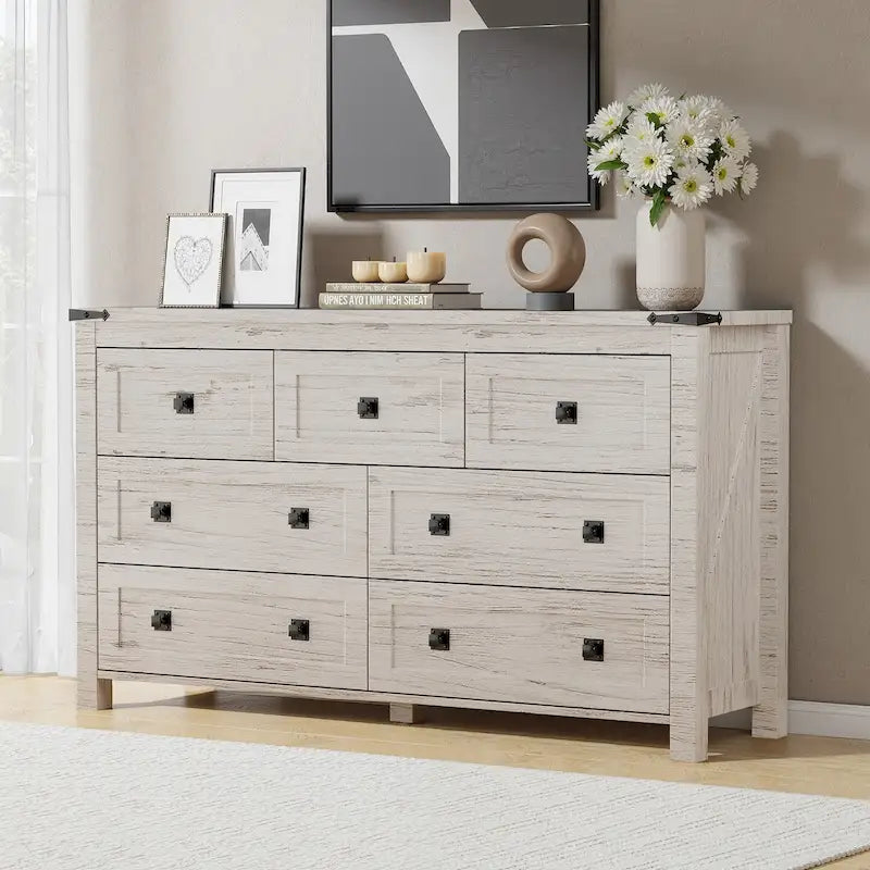 Commode rustique à 7 tiroirs, commode en bois, organiseur de commodes