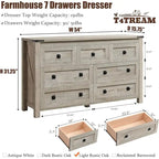 Commode rustique à 7 tiroirs, commode en bois, organiseur de commodes