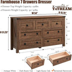 Commode rustique à 7 tiroirs, commode en bois, organiseur de commodes