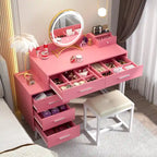 Coiffeuse avec tabouret et miroir LED, coiffeuse moderne avec 6 tiroirs de rangement
