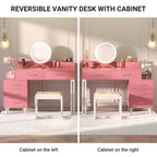 Coiffeuse avec tabouret et miroir LED, coiffeuse moderne avec 6 tiroirs de rangement