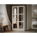 Armoire penderie 2 portes en bois massif avec portes miroir ou panneau