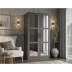 Armoire penderie 2 portes en bois massif avec portes miroir ou panneau