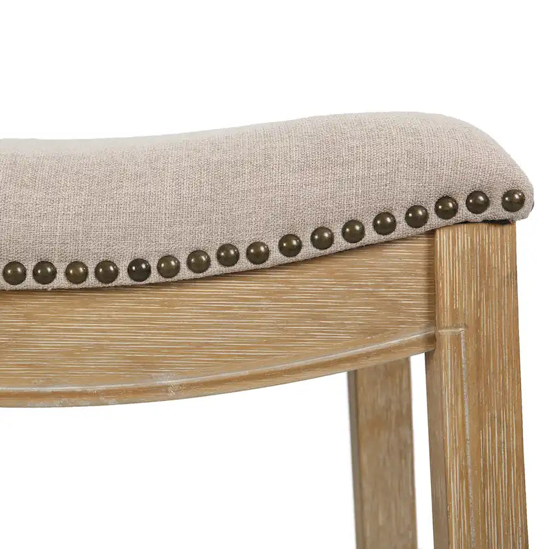 Tabouret de bar en bois Sadie Saddle-Seat avec siège rembourré