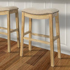 Tabouret de bar en bois Sadie Saddle-Seat avec siège rembourré