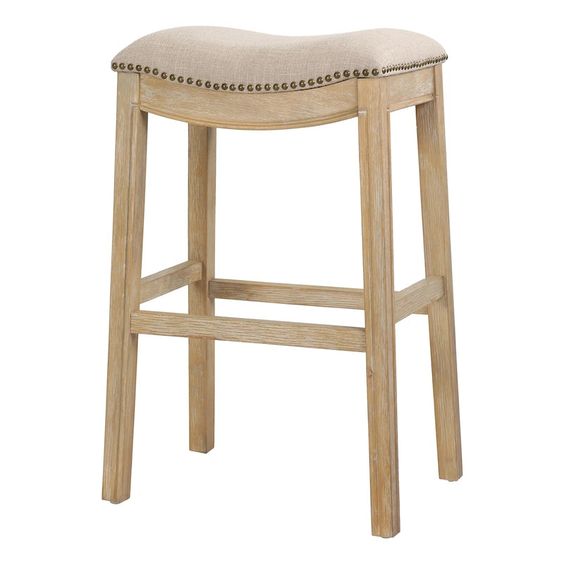 Tabouret de bar en bois Sadie Saddle-Seat avec siège rembourré