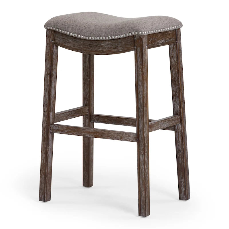 Tabouret de bar en bois Sadie Saddle-Seat avec siège rembourré