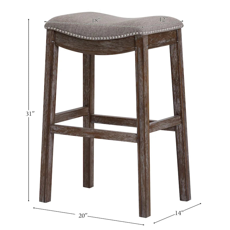 Tabouret de bar en bois Sadie Saddle-Seat avec siège rembourré