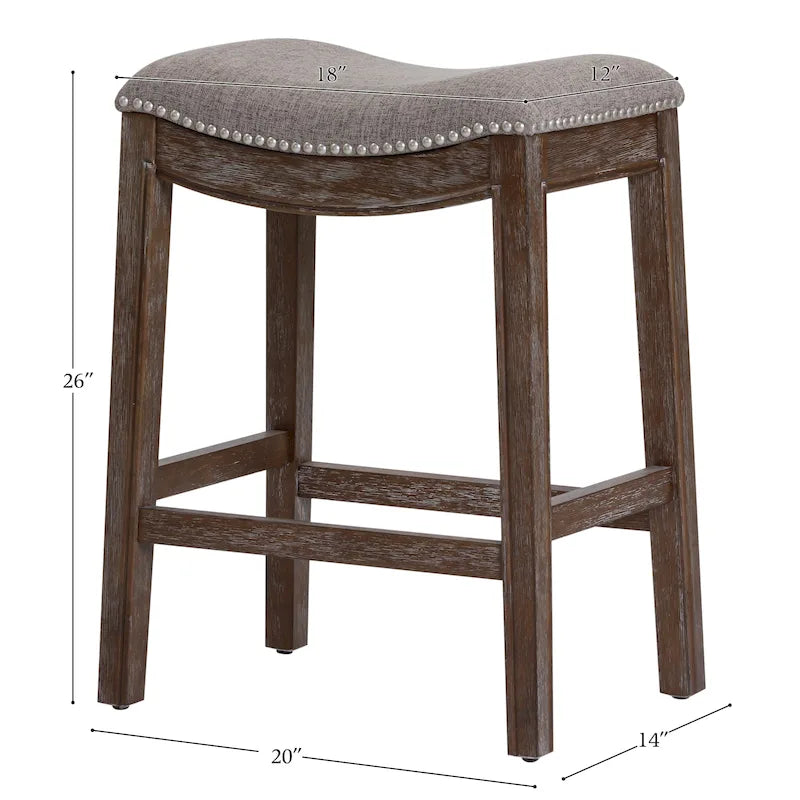Tabouret de bar en bois Sadie Saddle-Seat avec siège rembourré