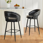 Lot de 2 tabourets de bar en similicuir style Mid-Century Modern de 103 cm avec clous décoratifs
