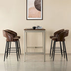 Lot de 2 tabourets de bar en similicuir style Mid-Century Modern de 103 cm avec clous décoratifs