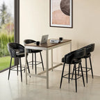 Lot de 2 tabourets de bar en similicuir style Mid-Century Modern de 103 cm avec clous décoratifs