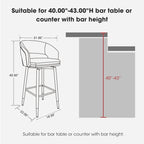 Lot de 2 tabourets de bar en similicuir style Mid-Century Modern de 103 cm avec clous décoratifs