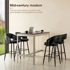 Lot de 2 tabourets de bar en similicuir style Mid-Century Modern de 103 cm avec clous décoratifs