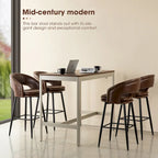 Lot de 2 tabourets de bar en similicuir style Mid-Century Modern de 103 cm avec clous décoratifs