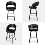 Lot de 2 tabourets de bar en similicuir style Mid-Century Modern de 103 cm avec clous décoratifs