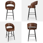 Lot de 2 tabourets de bar en similicuir style Mid-Century Modern de 103 cm avec clous décoratifs