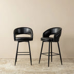 Lot de 2 tabourets de bar en similicuir style Mid-Century Modern de 103 cm avec clous décoratifs