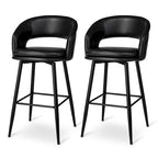 Lot de 2 tabourets de bar en similicuir style Mid-Century Modern de 103 cm avec clous décoratifs