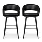 Lot de 2 tabourets de bar en similicuir style Mid-Century Modern de 103 cm avec clous décoratifs