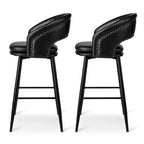 Lot de 2 tabourets de bar en similicuir style Mid-Century Modern de 103 cm avec clous décoratifs