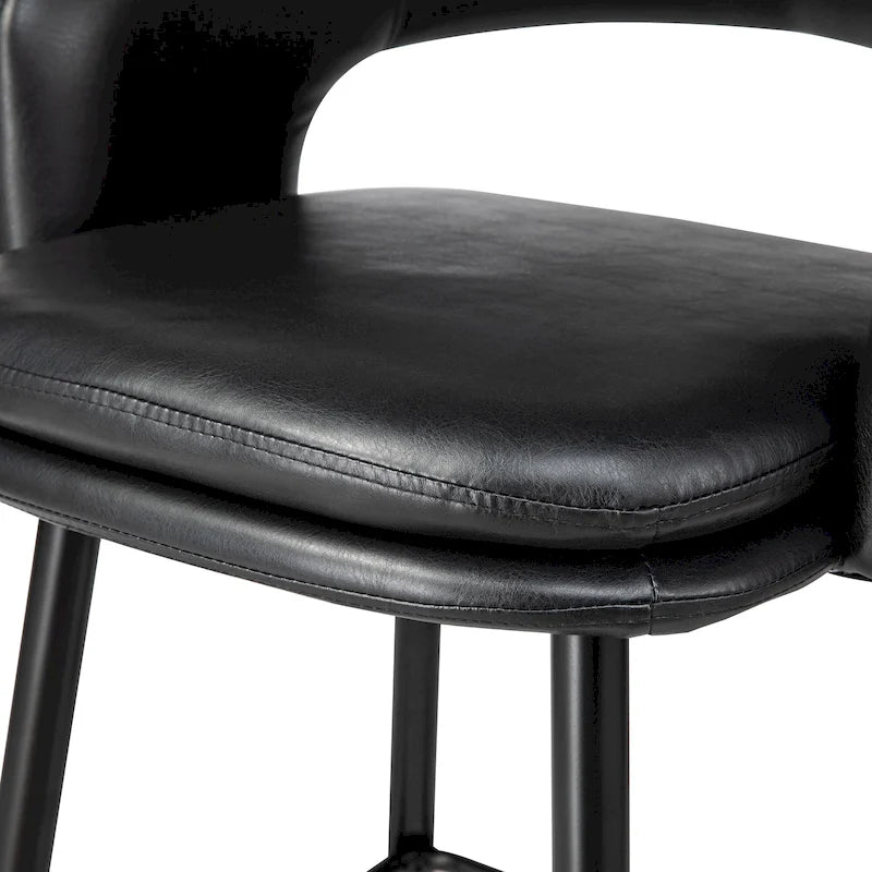 Lot de 2 tabourets de bar en similicuir style Mid-Century Modern de 103 cm avec clous décoratifs
