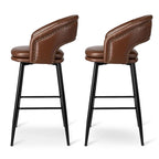 Lot de 2 tabourets de bar en similicuir style Mid-Century Modern de 103 cm avec clous décoratifs
