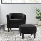 Fauteuil individuel en velours côtelé avec repose-pieds ottoman
