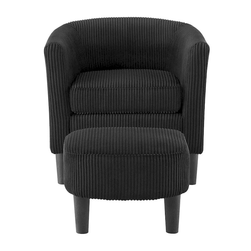 Fauteuil individuel en velours côtelé avec repose-pieds ottoman