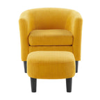 Fauteuil individuel en velours côtelé avec repose-pieds ottoman