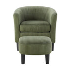 Fauteuil individuel en velours côtelé avec repose-pieds ottoman