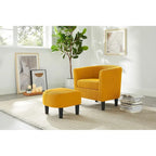 Fauteuil individuel en velours côtelé avec repose-pieds ottoman