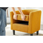 Fauteuil individuel en velours côtelé avec repose-pieds ottoman