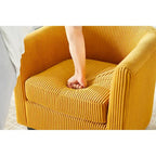 Fauteuil individuel en velours côtelé avec repose-pieds ottoman