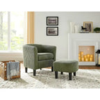 Fauteuil individuel en velours côtelé avec repose-pieds ottoman