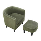 Fauteuil individuel en velours côtelé avec repose-pieds ottoman