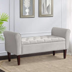 Banc de rangement capitonné avec accoudoirs, banc d'entrée avec couvercle à charnière touffeté de 128 cm
