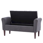 Banc de rangement capitonné avec accoudoirs, banc d'entrée avec couvercle à charnière touffeté de 128 cm