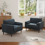 Lot de 2 fauteuils d'appoint surdimensionnés en velours côtelé avec pieds en bois