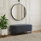 Banc de rangement capitonné Ellipse moderne avec pieds en métal pour entrée