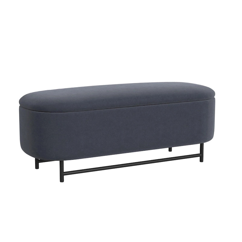 Banc de rangement capitonné Ellipse moderne avec pieds en métal pour entrée