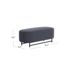Banc de rangement capitonné Ellipse moderne avec pieds en métal pour entrée