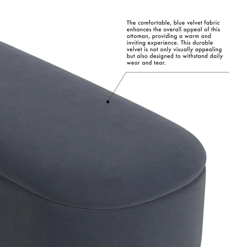 Banc de rangement capitonné Ellipse moderne avec pieds en métal pour entrée