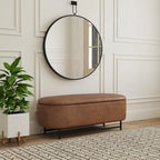 Banc de rangement capitonné Ellipse moderne avec pieds en métal pour entrée